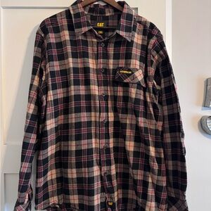 Caterpillar Men's Casual Plaid Shirt - Black, Red, and Cream